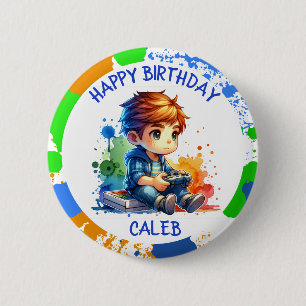 Glücklicher Geburtstag Jungs Gaming Personalisiert Button