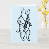 GLÜCKLICHER GEBURTSTAG KATZSPIELKARTE SAXOPHONE KARTE (Gelbe Blume)