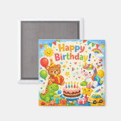 Glücklicher Geburtstag Kinderparty Magnet (Vorderseite/Rückseite)