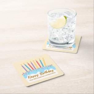 Glücklicher Geburtstag Kuchen Chic Benutzerdefinie Rechteckiger Pappuntersetzer