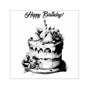 Glücklicher Geburtstag Kuchen Kerzen Gummistempel