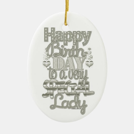 ***GLÜCKLICHER GEBURTSTAG LIEBE LADY*** KERAMIK ORNAMENT (Vorne)