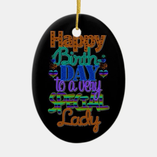 ***GLÜCKLICHER GEBURTSTAG LIEBE LADY*** KERAMIK ORNAMENT (Vorne)