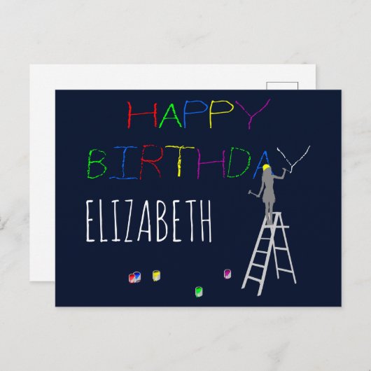 Glücklicher Geburtstag lustig anpassbar Postkarte (Vorne/Hinten)