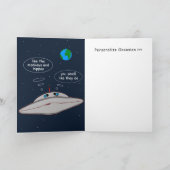 Glücklicher Geburtstag Lustiges Alien-Raumschiff-G Karte (Innenseite)