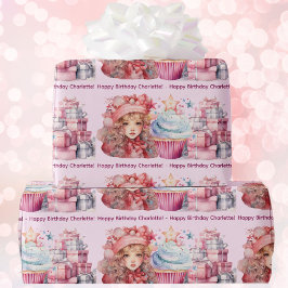 Glücklicher Geburtstag Mädchen den Namen Niedlich  Geschenkpapier