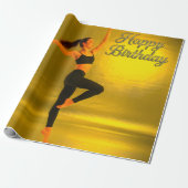 GLÜCKLICHER GEBURTSTAG MÄDCHEN GOLDENGLOW GESCHENKPAPIER (Ungerollt)