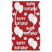 Glücklicher Geburtstag mit Balloons rotem Hintergr Kleine Geschenktüte (Vorderseite)