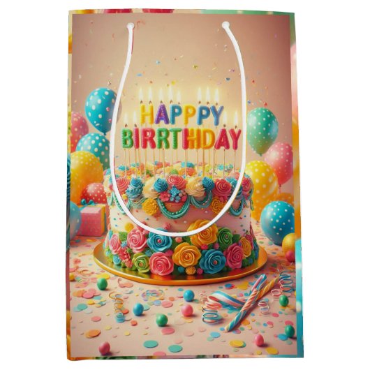 glücklicher Geburtstag Mittlere Geschenktüte (Vorderseite)