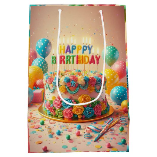 glücklicher Geburtstag Mittlere Geschenktüte (Rückseite)