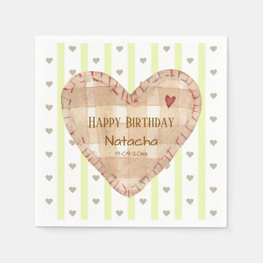 Glücklicher Geburtstag Niedliche gurt Herzmuster Serviette (Vorderseite)