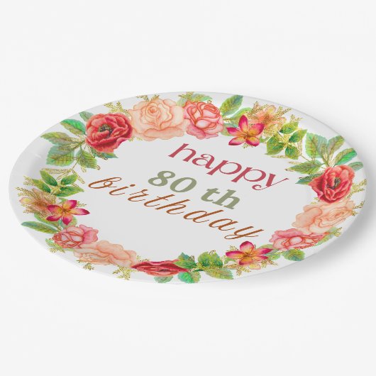 Glücklicher Geburtstag Papierplatte Pappteller (Schrägansicht)