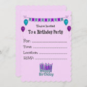 Glücklicher Geburtstag Party Einladung (Vorne/Hinten)