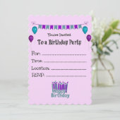 Glücklicher Geburtstag Party Einladung (Stehend Vorderseite)