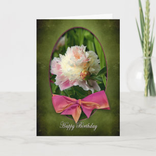 GLÜCKLICHER GEBURTSTAG - PEONIES/BOW KARTE