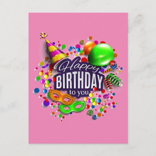 glücklicher Geburtstag Postkarte (Vorderseite)