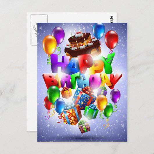 glücklicher Geburtstag Postkarte (Vorne/Hinten)