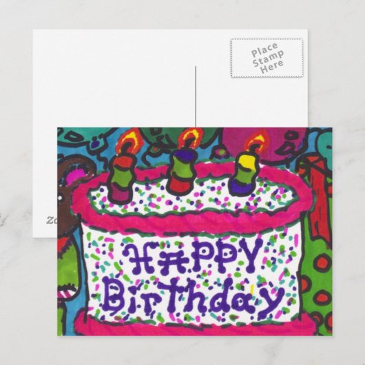 glücklicher Geburtstag Postkarte (Vorne/Hinten)