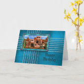 GLÜCKLICHER GEBURTSTAG - PUEBLO HOUSES - INDISCHE KARTE (Gelbe Blume)