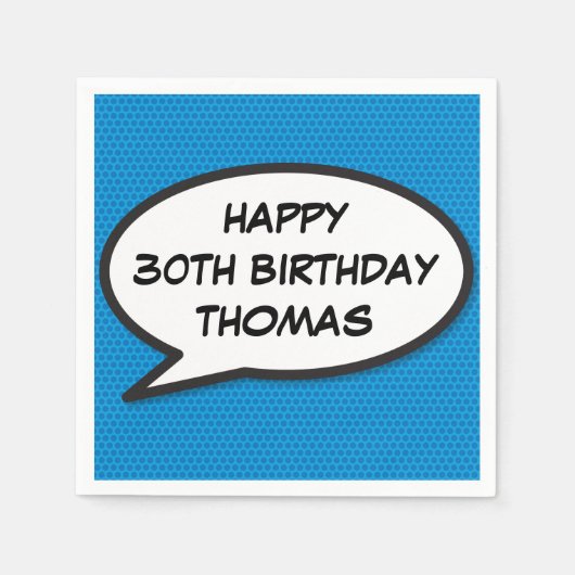 GLÜCKLICHER GEBURTSTAG Rede Bubble Fun Retro Comic Serviette (Vorderseite)