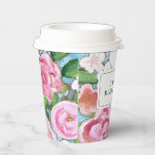 GLÜCKLICHER GEBURTSTAG Rosa Blütenfrühlingsblüten Pappbecher (Rechts)