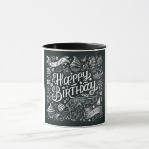 Glücklicher Geburtstag Schiefertafel Vintage Art C Tasse