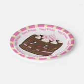 Glücklicher Geburtstag Schokolade Kawaii Kuchen Pappteller (Schrägansicht)