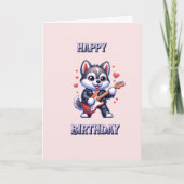 GLÜCKLICHER GEBURTSTAG SINGING HUSKY PUP DANKESKARTE (Vorderseite)