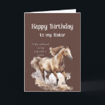 Glücklicher Geburtstag Sister Ride Pferde Zitat Karte<br><div class="desc">Dinge Sie Liebe Glücklich Geburtstag Schwester für diejenigen,  die Reiten Liebe</div>