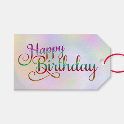 GLÜCKLICHER GEBURTSTAG - Textgestaltung + Ihre eig Geschenkanhänger (Vorderseite (Horizontal))