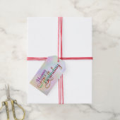 GLÜCKLICHER GEBURTSTAG - Textgestaltung + Ihre eig Geschenkanhänger (Mit Garn)