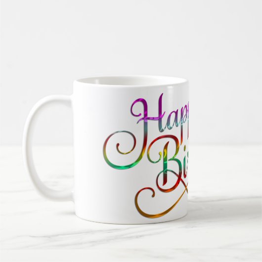 GLÜCKLICHER GEBURTSTAG - Textgestaltung + Ihre eig Kaffeetasse (Links)