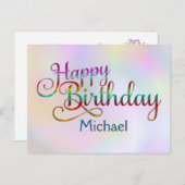 GLÜCKLICHER GEBURTSTAG - Textgestaltung + Ihre eig Postkarte (Vorne/Hinten)