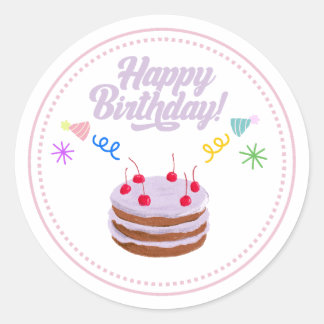 Glücklicher Geburtstag Tortenaufkleber Runder Aufkleber