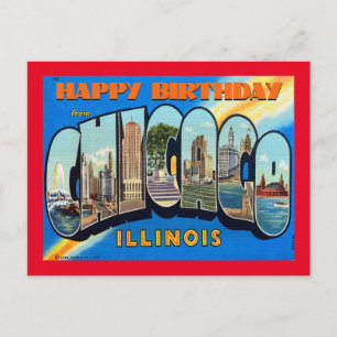 GLÜCKLICHER GEBURTSTAG VON CHICAGO VINTAGEPostcard Postkarte
