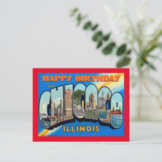 GLÜCKLICHER GEBURTSTAG VON CHICAGO VINTAGEPostcard Postkarte (Stehend Vorderseite)