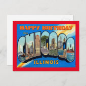 GLÜCKLICHER GEBURTSTAG VON CHICAGO VINTAGEPostcard Postkarte (Vorne/Hinten)