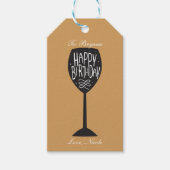 GLÜCKLICHER GEBURTSTAG Weinglas JEDES FARBgeschenk Geschenkanhänger (Vorderseite)