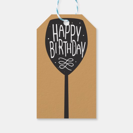 GLÜCKLICHER GEBURTSTAG Weinglas JEDES FARBgeschenk Geschenkanhänger (Rückseite)