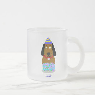 Glücklicher Geburtstag Welpe Kleiner Mattglasbeche Mattglastasse