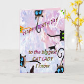 GLÜCKLICHER GEBURTSTAG ZU DER GRÖSSTEN KATZLADY, D KARTE (Gelbe Blume)