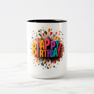 GLÜCKLICHER GEBURTSTAG Zweifarbige Tasse