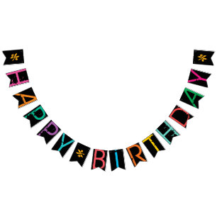 GLÜCKLICHER GEBURTSTAGES Paint Spritzer Effect Tex Wimpelkette