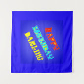 GLÜCKLICHER GEBURTSTAGLICHER TEXT UND BLAU WANDTEPPICH (Vorderseite (Horizontal))