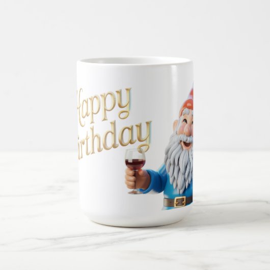 Glücklicher Geburtstags-Gnom-Charakter-Grafik Kaffeetasse (Mittel)