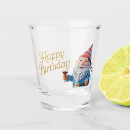 Glücklicher Geburtstags-Gnom-Charakter-Grafik Schnapsglas