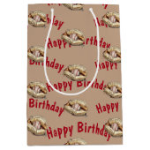 Glücklicher Geburtstagsbaseball im Handschuh Mittlere Geschenktüte (Vorderseite)