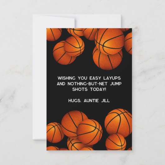 Glücklicher Geburtstagsbasketballakzent Karte (Rückseite)