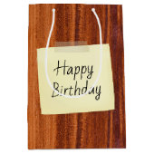 Glücklicher Geburtstagsbrief auf Holz Mittlere Geschenktüte (Vorderseite)