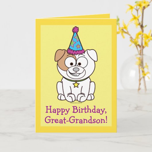 Glücklicher Geburtstagsbulldog: Großmutter Karte (Gelbe Blume)